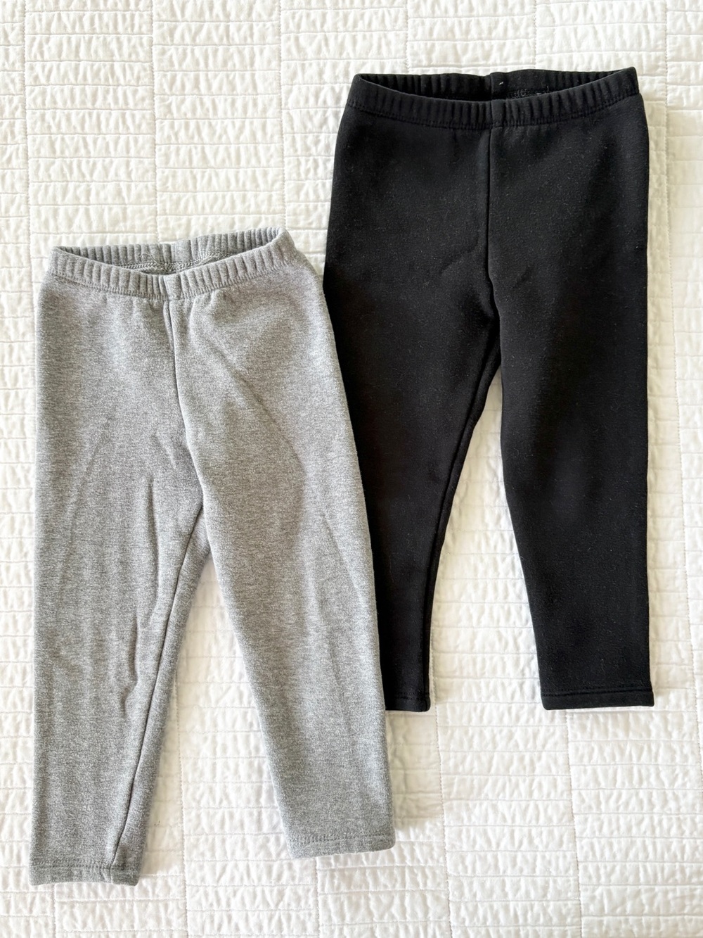 Cat & Jack Cozy Fleece Lined Stretch Leggings in Black & Gray Set of 2 Size 2T